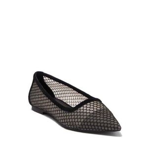 Jeffrey Campbell Meranda Mesh Flats Pointed Toe Black Suede